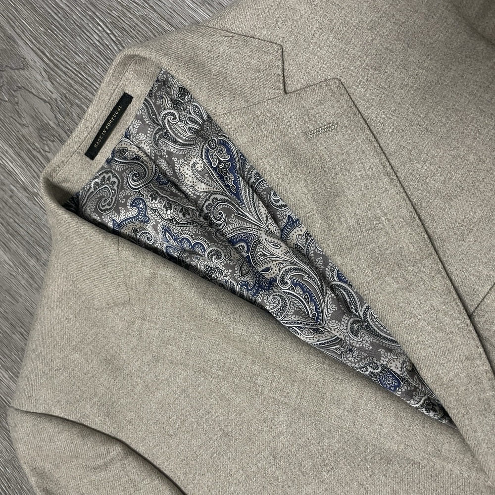 Loro Piana Blazer Jacket Men 43R Beige J. Hilburn Sport Coat Paisley Lined - Picture 2 of 12
